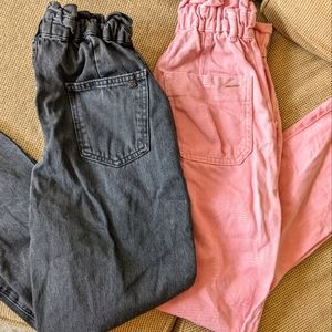 Pair Combo Sale!! Zara Ruffled colored denim jeans | pink & black | Zara Pants